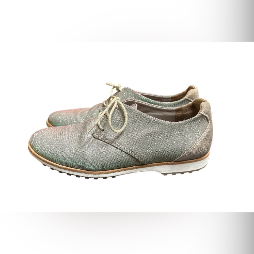 Paul Green shimmering Lace-Up Flats, Size 4,Made in Austria